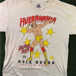 Vintage Hulkamania Hulk Hogan WWE Graphic Tee - White/Yellow/Red